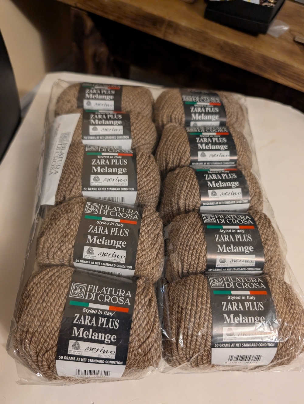 Filatura Di Crosa Zara Plus Melange yarn in a heathered brown 10x 50 gr BNWT